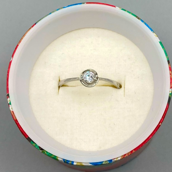 Crystal Solitaire Ring in Halo-Type Setting - Picture 2 of 4